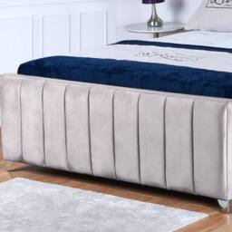 UK Bed Furniture Milano Slatted Base Upholstered Bed with 48 Inch Headboard in Silver - Size: Single - thumbnail 3