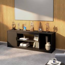 Levede TV Stand Entertainment Unit TV Cabinet Stand Storage with LED 140cm in Black - thumbnail 3