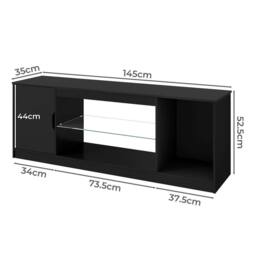 Levede TV Stand Entertainment Unit TV Cabinet Stand Storage with LED 140cm in Black - thumbnail 4
