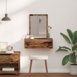 Berkfield Home Wall Hanging Dressing Table Old Wood 60x40x70 cm in Brown - Size: 60 x 40 x 70 cm - thumbnail 4