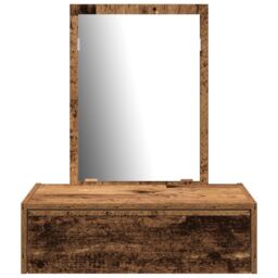Berkfield Home Wall Hanging Dressing Table Old Wood 60x40x70 cm in Brown - Size: 60 x 40 x 70 cm - thumbnail 6