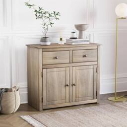 Havendro Sideboard 2 Door 2 Drawer Cupboard Chest Wooden Solid Furniture in Natural - thumbnail 3
