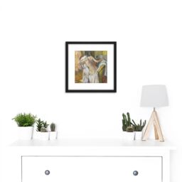 Artery8 Degas After Bath Woman Drying Herself Painting 8X8 Inch Square Wooden Framed Wall Art Print Picture with Mount in Black - thumbnail 2