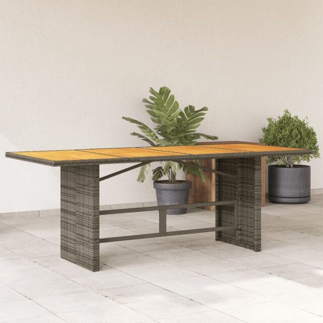 Berkfield Home Garden Table with Acacia Wood Top Grey 190x80x75 cm Poly Rattan - Size: 190 x 80 x 75 cm - image 1