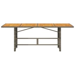 Berkfield Home Garden Table with Acacia Wood Top Grey 190x80x75 cm Poly Rattan - Size: 190 x 80 x 75 cm - thumbnail 4