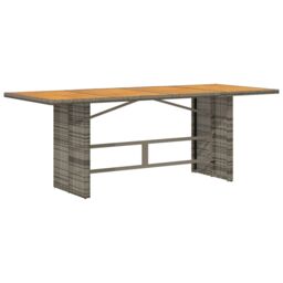 Berkfield Home Garden Table with Acacia Wood Top Grey 190x80x75 cm Poly Rattan - Size: 190 x 80 x 75 cm - thumbnail 6