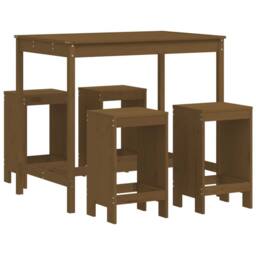 Berkfield Home Beautiful 5 Piece Garden Bar Set Honey Brown Solid Wood Pine - thumbnail 3