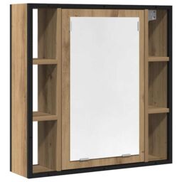 Berkfield Home Bathroom Mirror Cabinet Artisan Oak 60x16x60 cm Engineered Wood in Brown - Size: 60 x 16 x 60 cm - thumbnail 2
