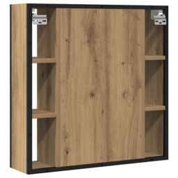 Berkfield Home Bathroom Mirror Cabinet Artisan Oak 60x16x60 cm Engineered Wood in Brown - Size: 60 x 16 x 60 cm - thumbnail 6