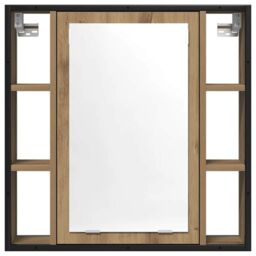 Berkfield Home Bathroom Mirror Cabinet Artisan Oak 60x16x60 cm Engineered Wood in Brown - Size: 60 x 16 x 60 cm - thumbnail 4