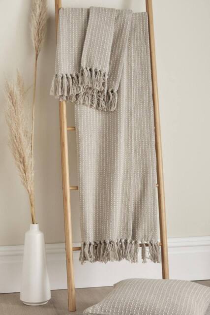 Drift Home 'Quinn' Subtle Woven Stripe Throw in Natural - Size: 130 cm x 180 cm - image 1