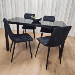 KOSY KOALA Dining Table & 4 Chairs Black Glass 4 Velvet Chairs Dining Room Furniture in Brown - thumbnail 9