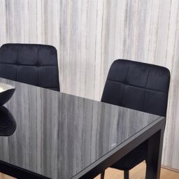 KOSY KOALA Dining Table & 4 Chairs Black Glass 4 Velvet Chairs Dining Room Furniture in Brown - thumbnail 4