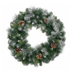 Samuel Alexander 60cm Frosted Glacier Snow Tipped Christmas Wreath with Pine Cones in Green - thumbnail 8