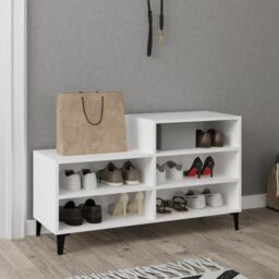 Berkfield Home Shoe Cabinet White 102x36x60 cm Engineered Wood - Size: 102 x 36 x 60 cm - thumbnail 6