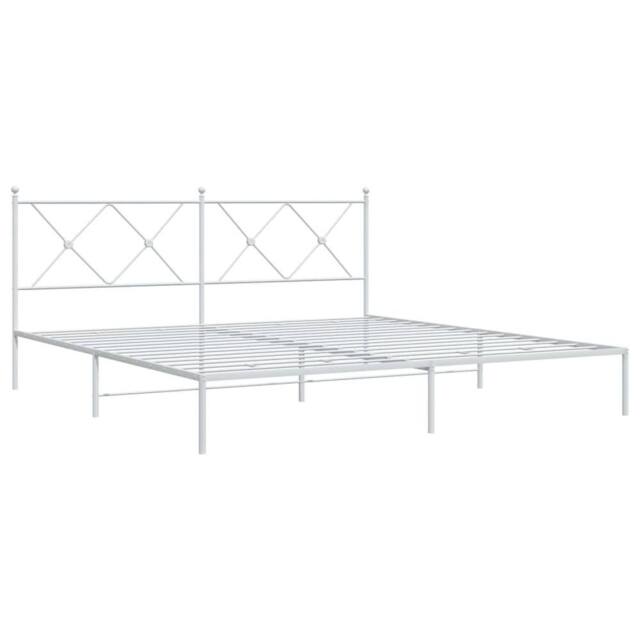 Berkfield Home Metal Bed Frame without Mattress with Headboard White 180x200cm - Size: Super King - image 1