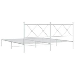 Berkfield Home Metal Bed Frame without Mattress with Headboard White 180x200cm - Size: Super King - thumbnail 6