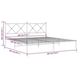 Berkfield Home Metal Bed Frame without Mattress with Headboard White 180x200cm - Size: Super King - thumbnail 8