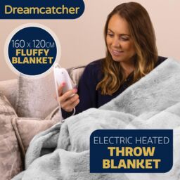 Dreamcatcher Electric Heated Blanket Throw Soft Fleece Faux Fur Polyester Washable Overblanket 9 Timer & Heat Settings 160 x 130cm - thumbnail 3