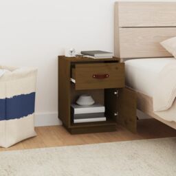 Berkfield Home Bedside Cabinet Honey Brown 40x34x55 cm Solid Wood Pine - Size: 40 x 34 x 55 cm - thumbnail 3