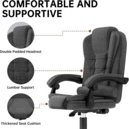 Gartistgo Ergonomic Fabric Executive Office Chair in Dark Grey - thumbnail 6