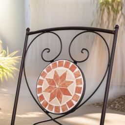 FURNOS Set of 3 Bistro Set With Mosaic Table & 2 Armless Chairs in Grey - thumbnail 4