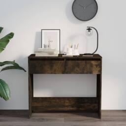 Berkfield Home Console Table Smoked Oak 89x41x76.5 cm Engineered Wood in Brown - thumbnail 3
