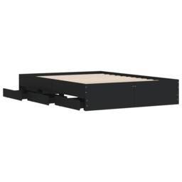 Berkfield Home Modern Bed Frame with Drawers without Mattress Black 120x190 cm S - Size: Small Double - thumbnail 5