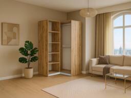 Vente-unique Corner Wardrobe 2 Doors - W106 Cm - White & Light Natural - LAMIKI in Light Oak - thumbnail 5