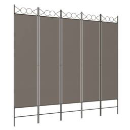 Berkfield Home 5-Panel Room Divider Anthracite 200x220 cm Fabric in Black - thumbnail 2