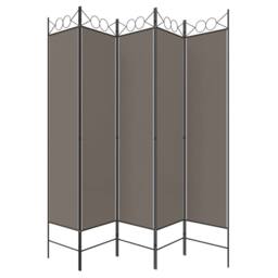Berkfield Home 5-Panel Room Divider Anthracite 200x220 cm Fabric in Black - thumbnail 4