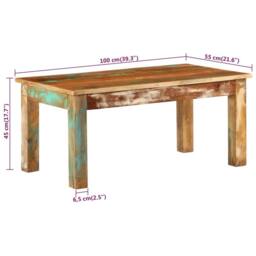 Berkfield Home Beautiful Coffee Table 100x55x45 cm Solid Wood Reclaimed - Size: 100 x 55 x 45 cm - thumbnail 7