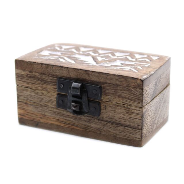 KDMD White Washed Wooden Box - Pill Box Slavic Design in Brown - image 1