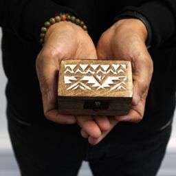 KDMD White Washed Wooden Box - Pill Box Slavic Design in Brown - thumbnail 2