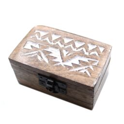KDMD White Washed Wooden Box - Pill Box Slavic Design in Brown - thumbnail 4