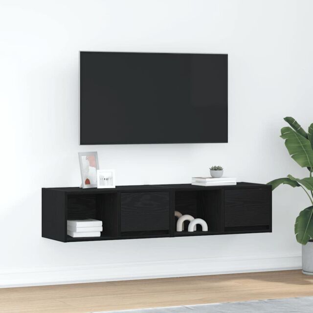 Berkfield Home TV Cabinets 2 pcs Black Oak 60x31x25.5 cm Engineered Wood - image 1