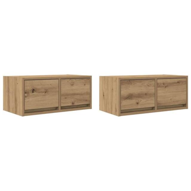 Berkfield Home TV Cabinets 2 pcs Artisan Oak 60x31x25.5 cm Engineered Wood in Brown - image 1