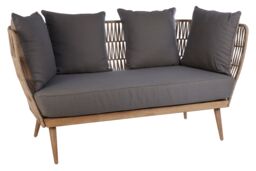 Orsina 2 Seat Rope Sofa, Rope Garden Sofa, Easy to Clean Grey Outdoor Sofa, Back & Armrest Rope Sofa - thumbnail 5