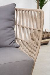 Orsina 2 Seat Rope Sofa, Rope Garden Sofa, Easy to Clean Grey Outdoor Sofa, Back & Armrest Rope Sofa - thumbnail 6