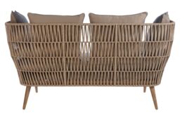 Orsina 2 Seat Rope Sofa, Rope Garden Sofa, Easy to Clean Grey Outdoor Sofa, Back & Armrest Rope Sofa - thumbnail 2