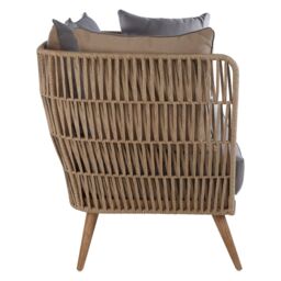 Orsina 2 Seat Rope Sofa, Rope Garden Sofa, Easy to Clean Grey Outdoor Sofa, Back & Armrest Rope Sofa - thumbnail 3