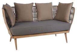 Orsina 2 Seat Rope Sofa, Rope Garden Sofa, Easy to Clean Grey Outdoor Sofa, Back & Armrest Rope Sofa - thumbnail 4