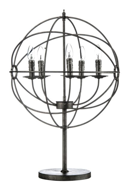 Orsina Modern 5 Arm Table Lamp With Circular Metal Frame, Unique Home Lighting, Decorative Lamp With 5 Bulb Holders in Black - image 1