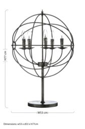 Orsina Modern 5 Arm Table Lamp With Circular Metal Frame, Unique Home Lighting, Decorative Lamp With 5 Bulb Holders in Black - thumbnail 2