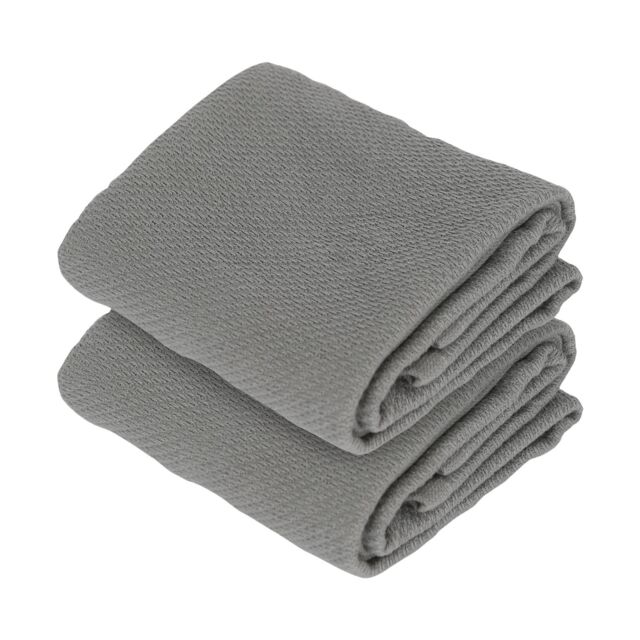 Nicola Spring Deluxe 100% Cotton Tea Towel Absorbent Kitchen Dish Cloth Drying Towels - 60cm x 40cm - Pack of 2 in Grey