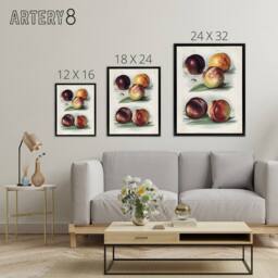 "Artery8 Vintage Fruit Illustration Peach Varieties Wright Framed Canvas Art in White - Size: W12"" x H16""" - thumbnail 4