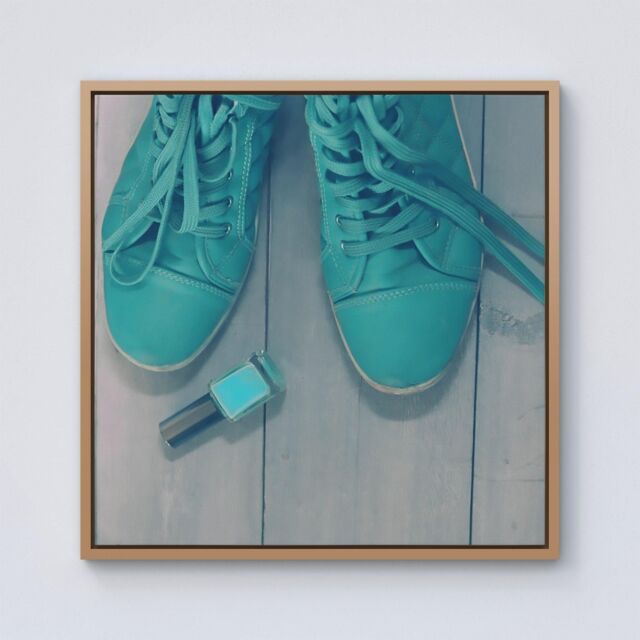 Warren Reed - Designer Lipstick Shoes Framed Canvas in Light Brown - Size: w40 inch x h40 inch - image 1