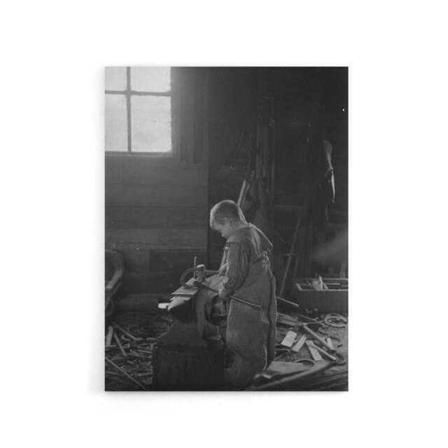 "Artery8 Fred Brockett Blacksmiths Apprentice Photograph Canvas Art Print in Grey - Size: W12"" x H16""" - image 1
