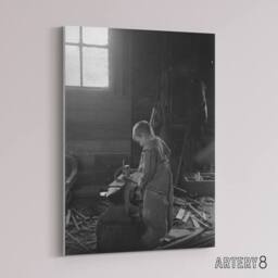 "Artery8 Fred Brockett Blacksmiths Apprentice Photograph Canvas Art Print in Grey - Size: W12"" x H16""" - thumbnail 2