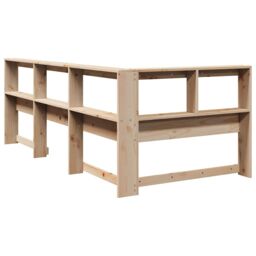 Berkfield Home Bookcase Headboard L-Shaped 90 cm Solid Wood Pine in Brown - thumbnail 6